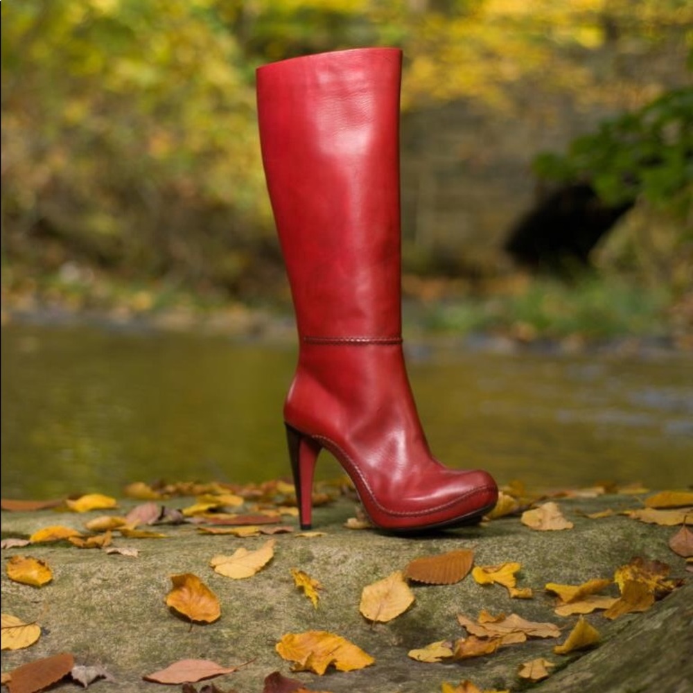 leather boot - Red